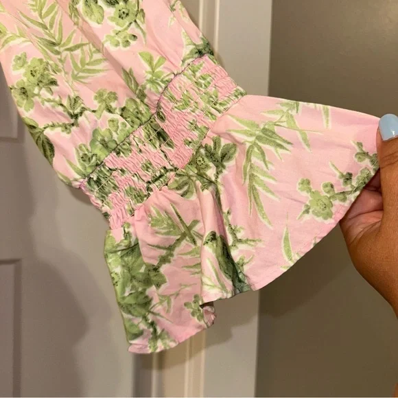 Crown & Ivy 3/4 sleeve Tiered Dress Pink Green Toile NWT 2X with Pockets - Picture 3 of 7